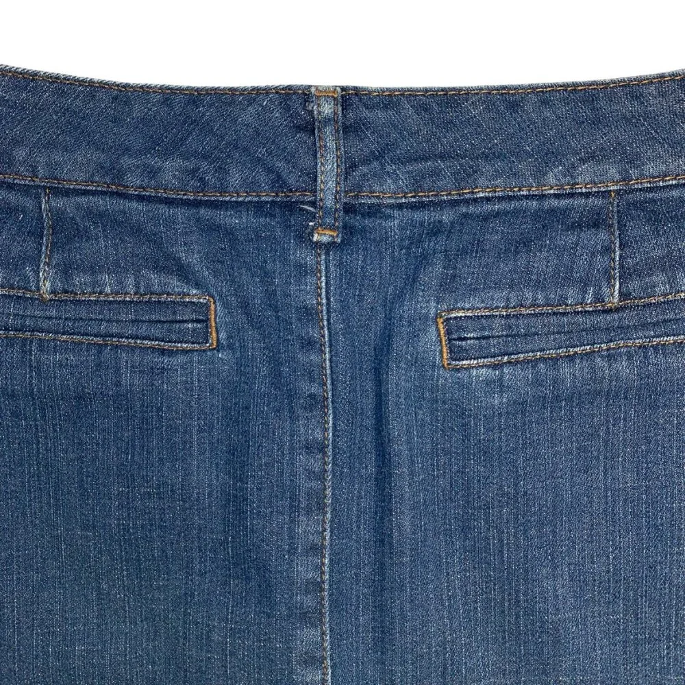 Sonoma Denim Pencil Jean Skirt Flower Applique Boho Crochet Trim Womens 8